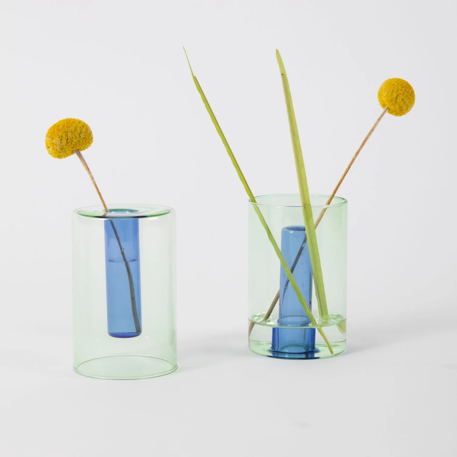 Reversible Glass Vase - Small - Green/Blue