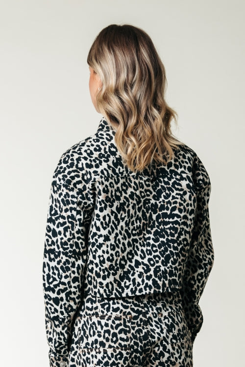 Olle Leopard Cropped Denim Blouse