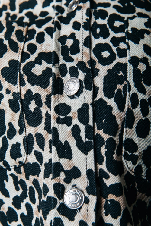 Olle Leopard Cropped Denim Blouse