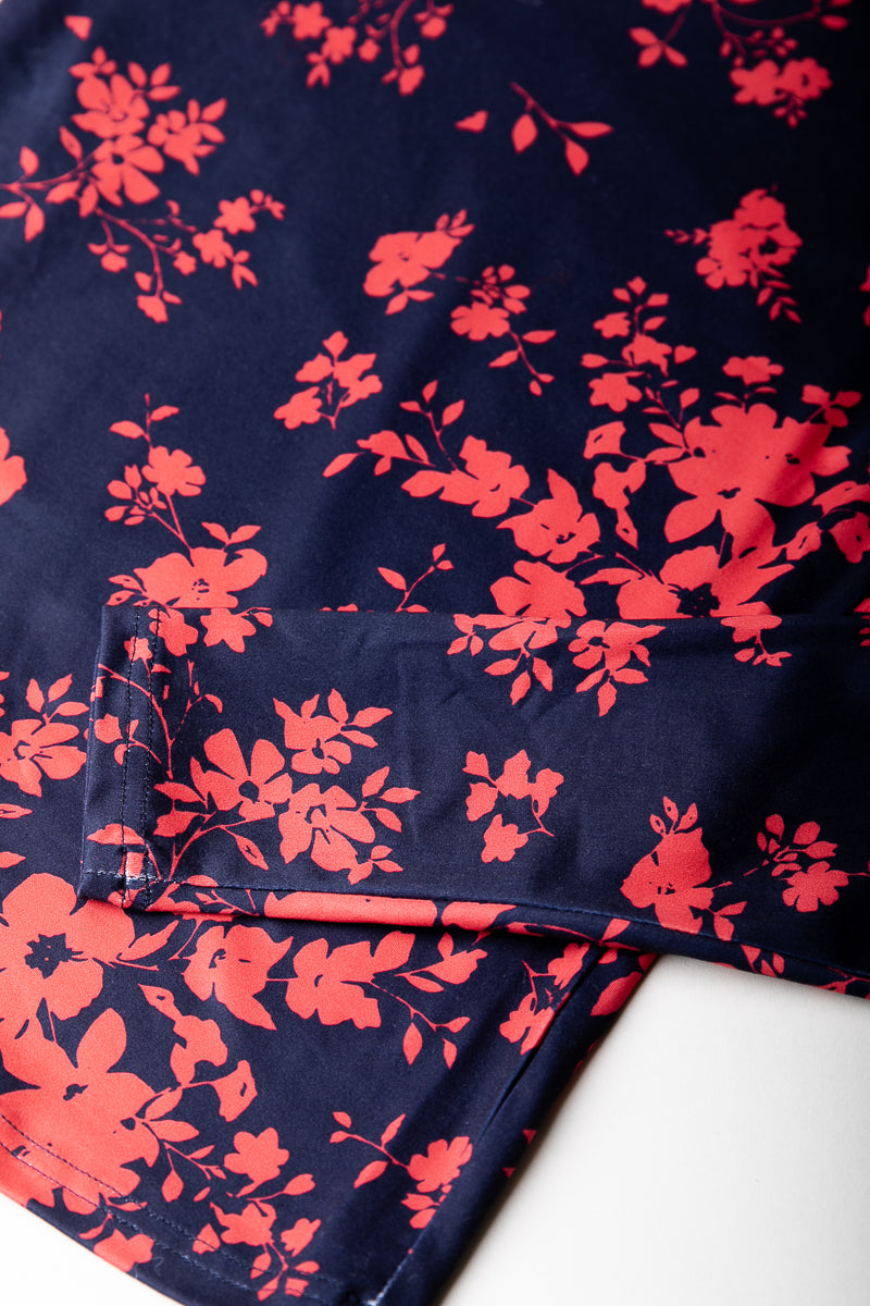 Neyo Scattered Flower Peached Turtleneck Top