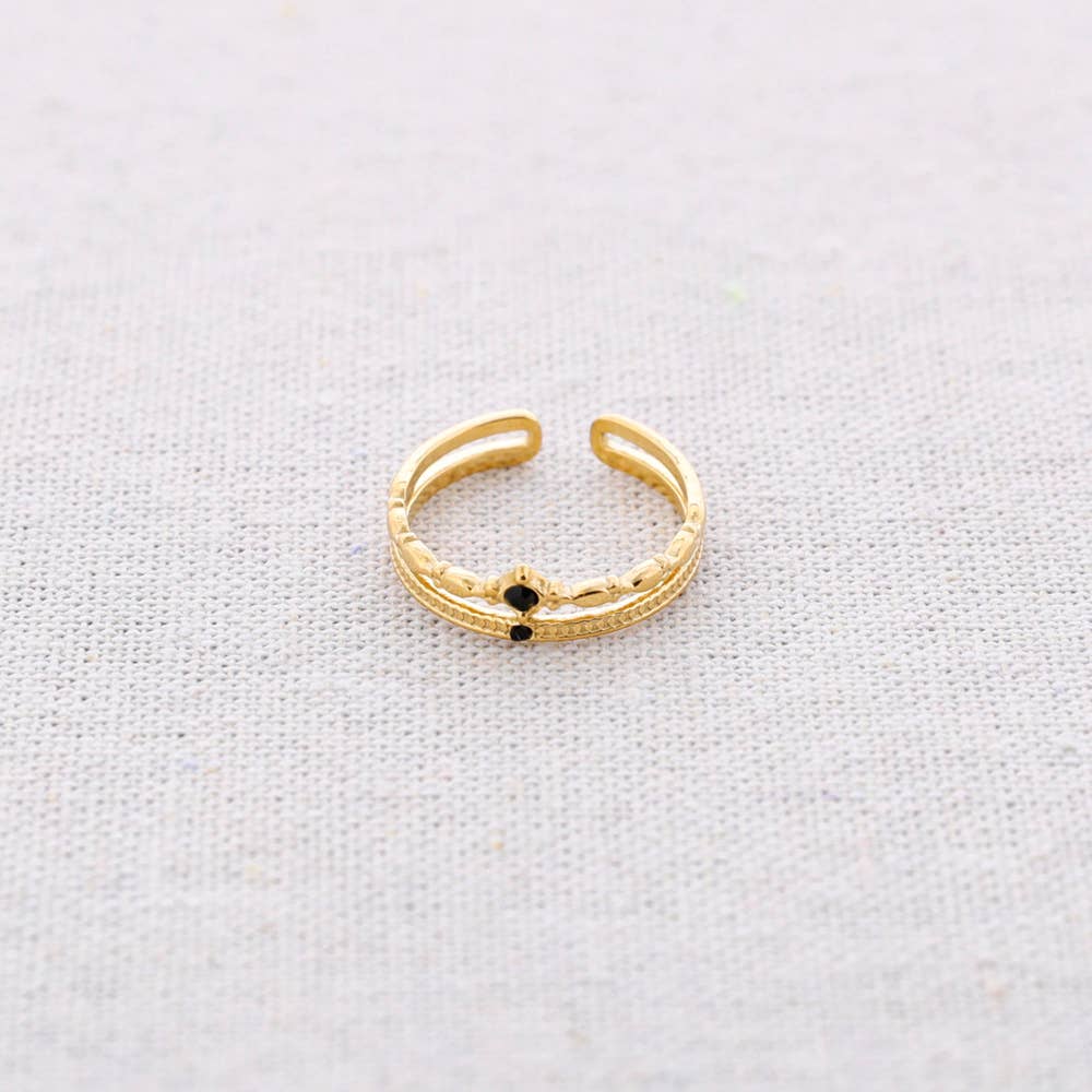 Ring - Dubbel Met Gekleurde Steentjes