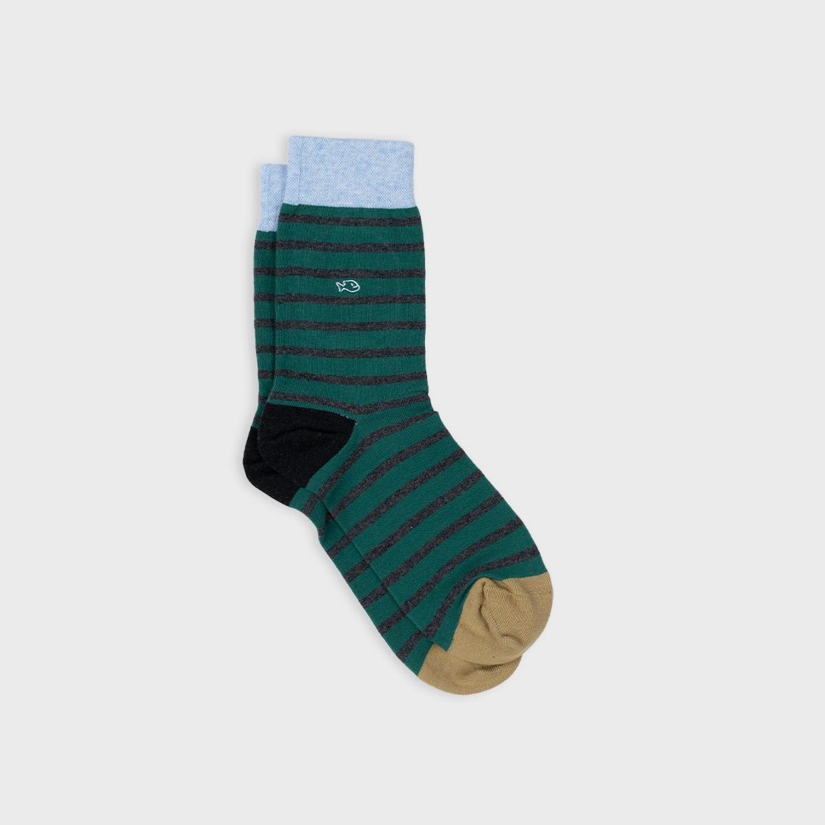 Sokken - Gestreept Donkergroen Grijs