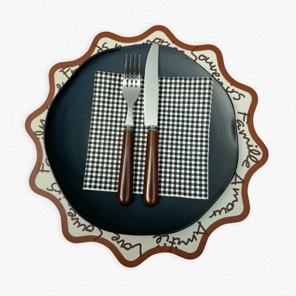 Papieren Servetten - Zwart Ruitpatroon
