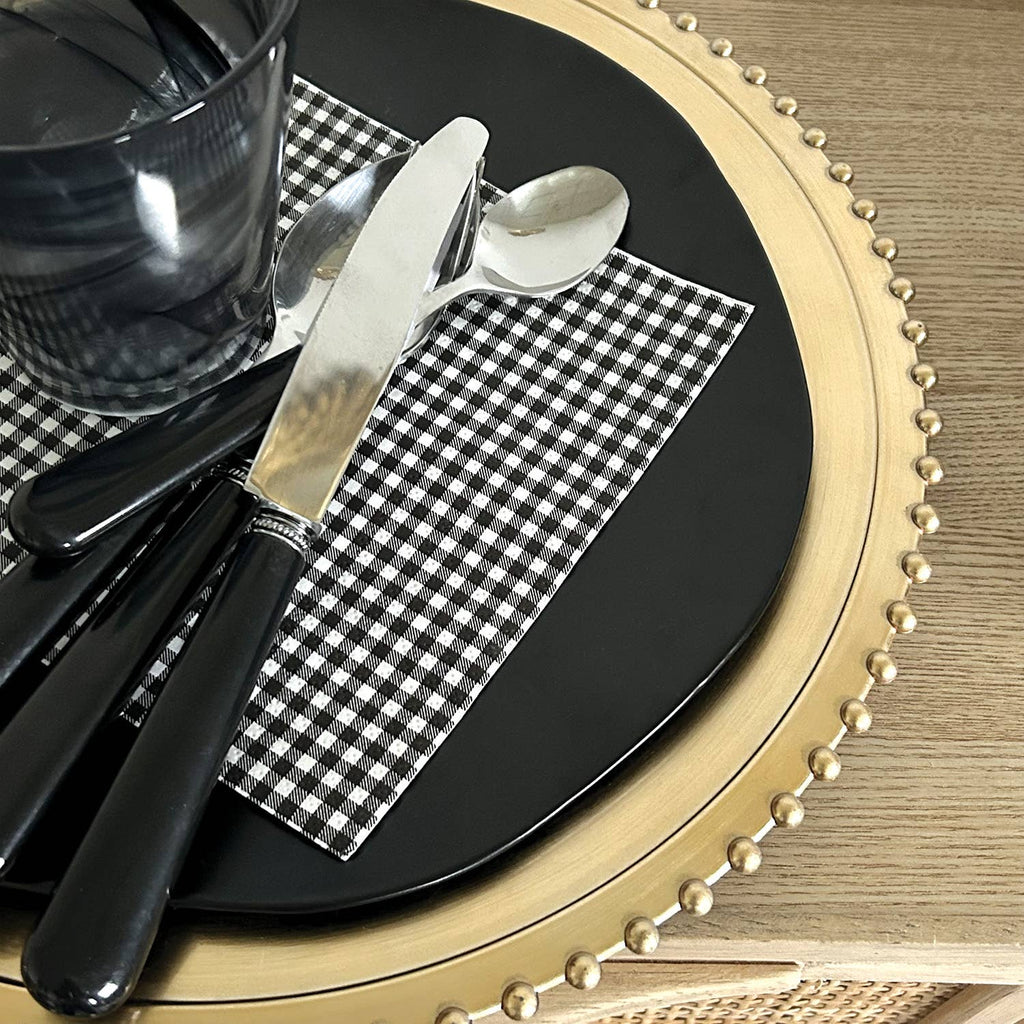 Papieren Servetten - Zwart Ruitpatroon