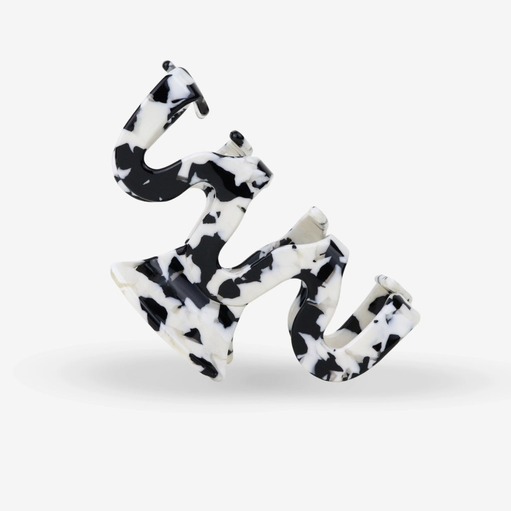 Haarclip - Grand Wave zwart-witte marmerlook