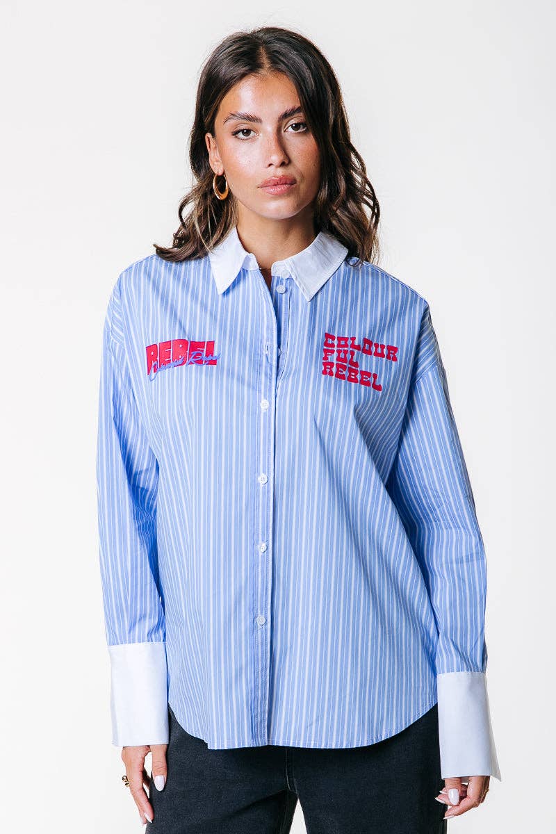 Talia Blouse - Wit/Blauw