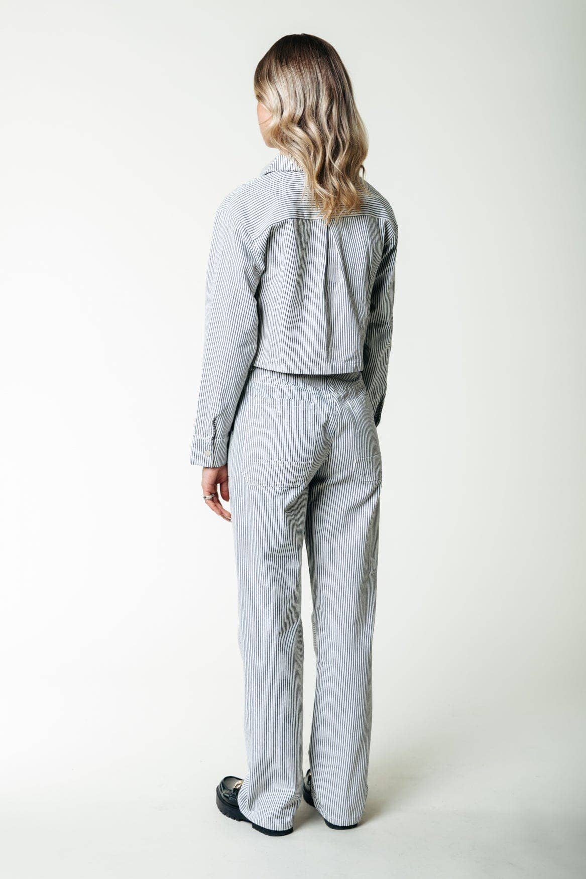 Gestreepte Werkbroek Kensi - Donker Marineblauw