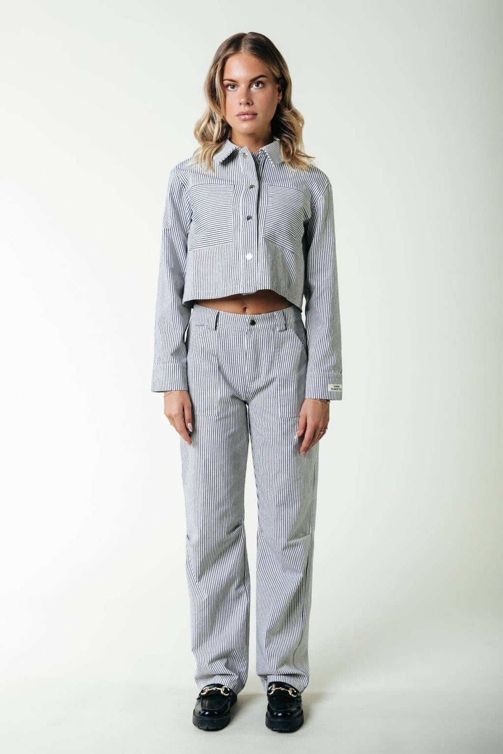 Gestreepte Werkbroek Kensi - Donker Marineblauw