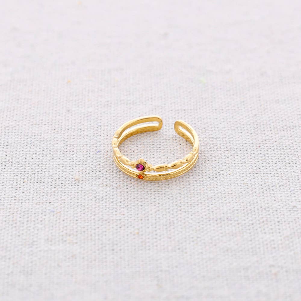 Ring - Dubbel Met Gekleurde Steentjes