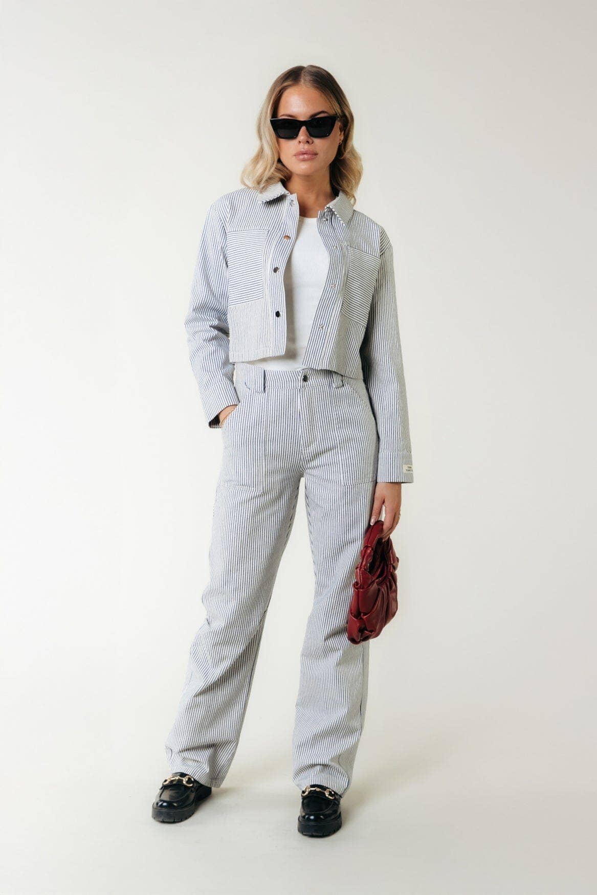 Gestreepte Werkbroek Kensi - Donker Marineblauw