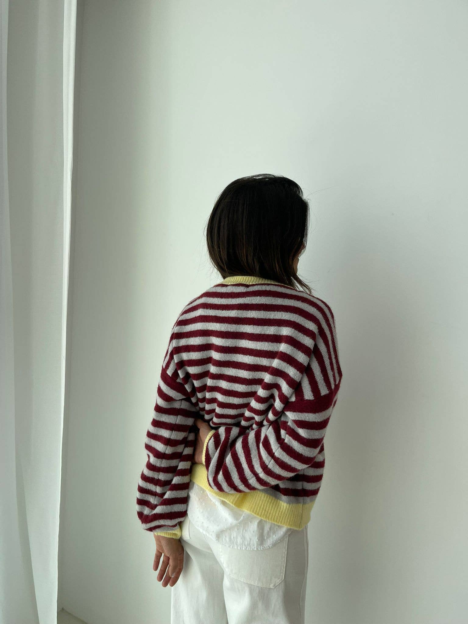 Jersey Pia Bourgondië en Grijs