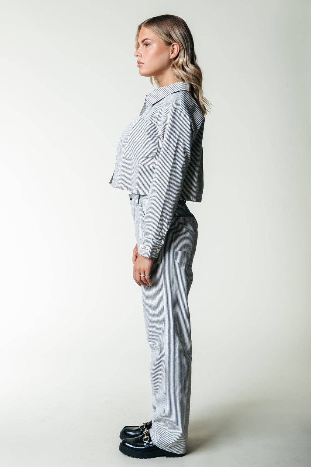 Gestreepte Werkbroek Kensi - Donker Marineblauw