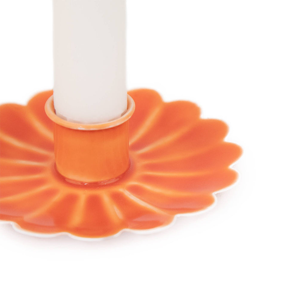 Oranje Bloemige Kaarsenhouder