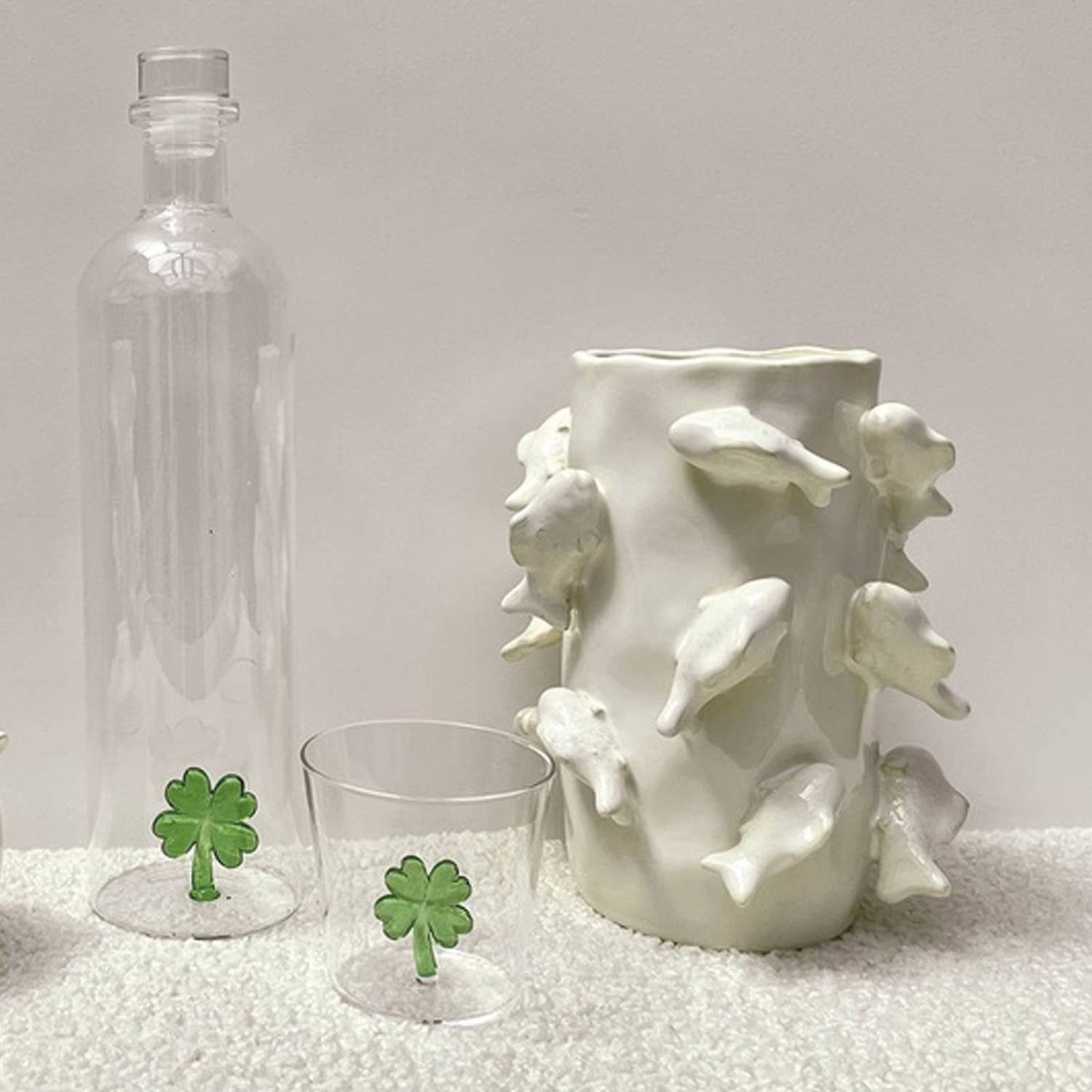 Glas met 3D klavertje
