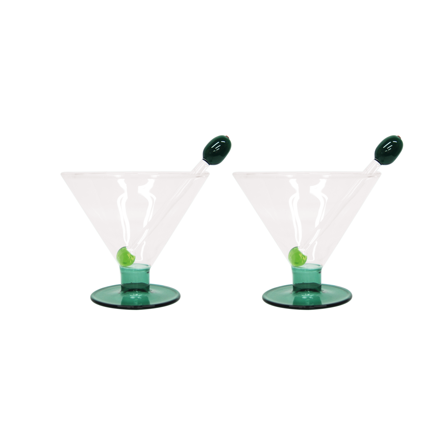 Set van 2 cocktailglazen - olijf