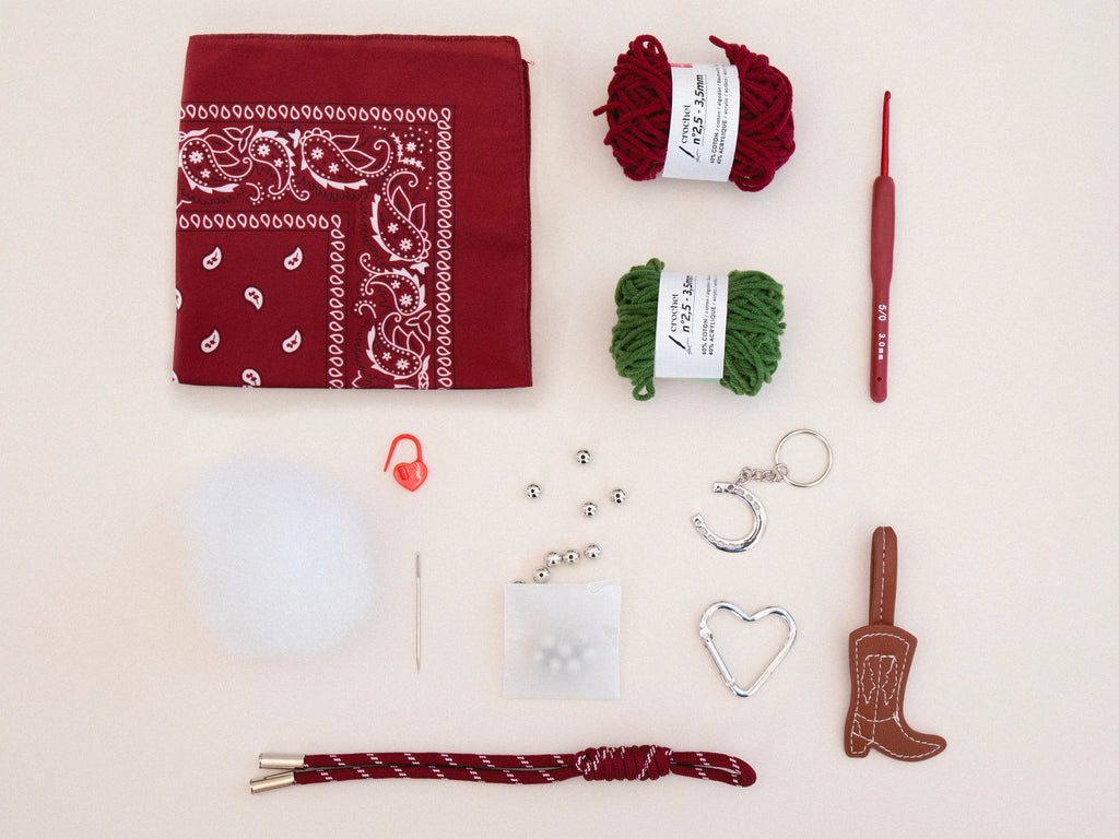 Kit DIY Crochet Bag Charms - Cherry Cowboy