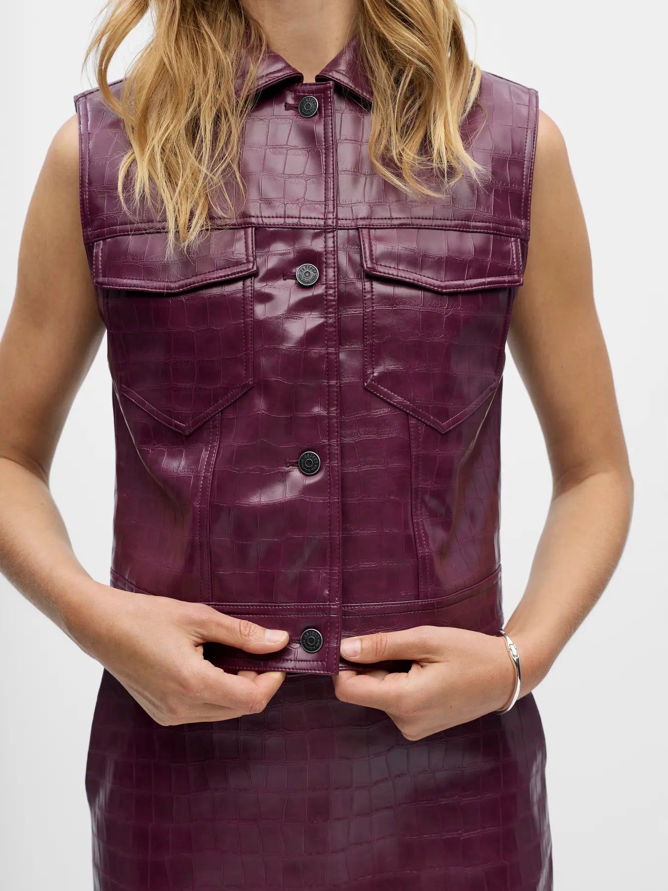 Object Sleeveless Waistcoat - Mauve Wine